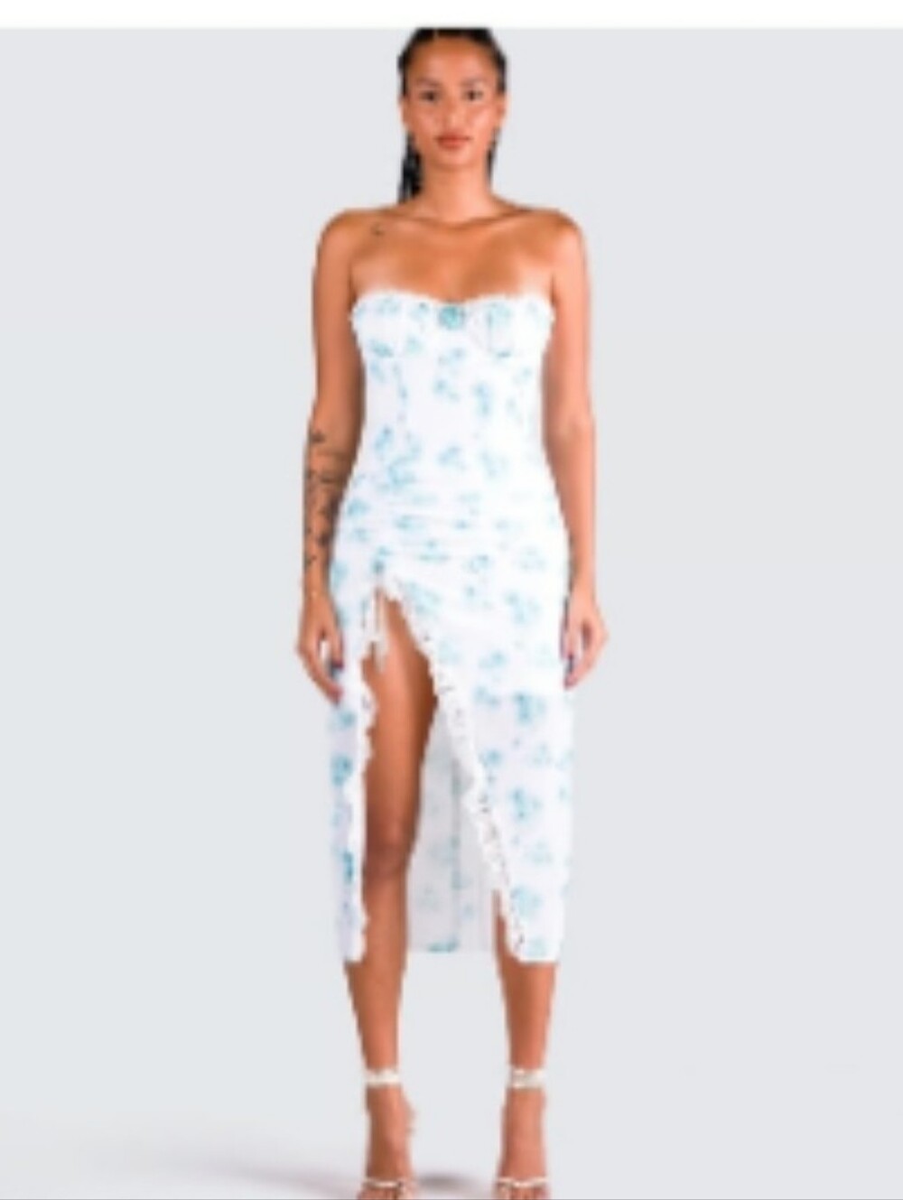 Finesse Silvia Green/Teal Print Corset Maxi Dress Size Small
